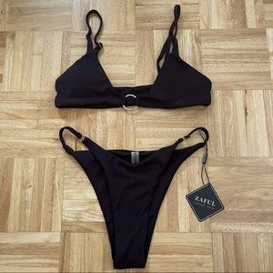 Zaful Black Ribbed Bikini